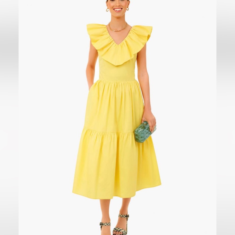Anthropologie HYACINTH HOUSE yellow ruffle Josie dress